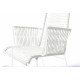 silla con apoyabrazos trenzado de comedor Blanco