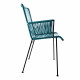 Chaise Mazunte Cocoon Ocean Blue avec accoudoirs tressés - structure noire