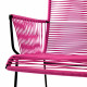 Chaise Mazunte Cocoon Fuchsia avec accoudoirs tressés - structure noire