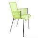 Chaise Mazunte Cocoon Vert anis avec accoudoirs tressés - structure noire