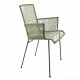 Chaise Mazunte Cocoon Vert Olive avec accoudoirs tressés - structure noire