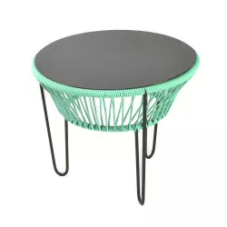 Table TOCA - Vert d'eau, plateau acier et structure noire 