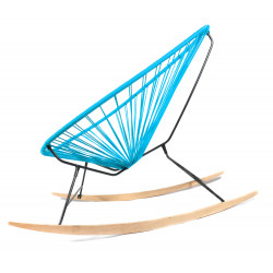 Holz Blau Acapulco Schaukelstuhl detail