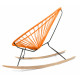 Details of orange Acapulco wood rocking chair