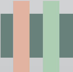 Dominante Salbeigrün, couleurs secondaires Pastel Koralle und Meergrün